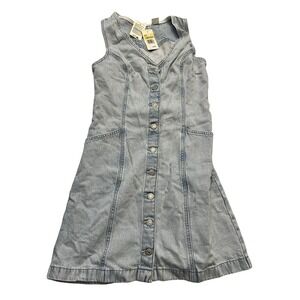 Levi's Denim Dress Womens Small Light Wash Button Front‎ A-Line Sleeveless Midi